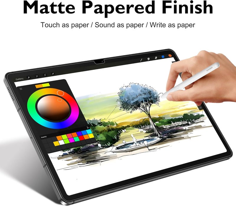 Esanik 2 Pack Like Paper Glass Screen Protector for Samsung Galaxy Tab S10 Lite/S10 FE/ S9 / S9 FE (11 inch) 9H Tempered Glass Film with Alignment Frame, Writing Like on Paper, Anti Glare - Image 2